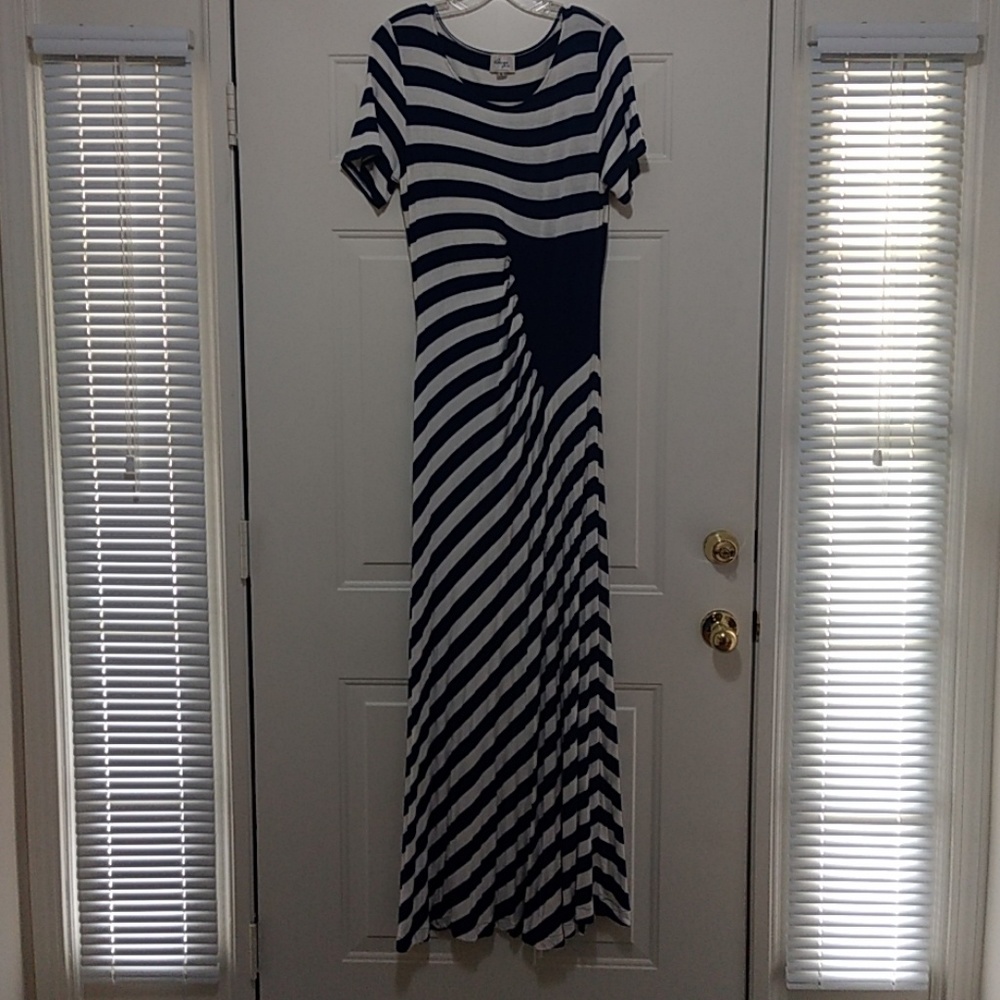 Blue and Beige Maxi Dress